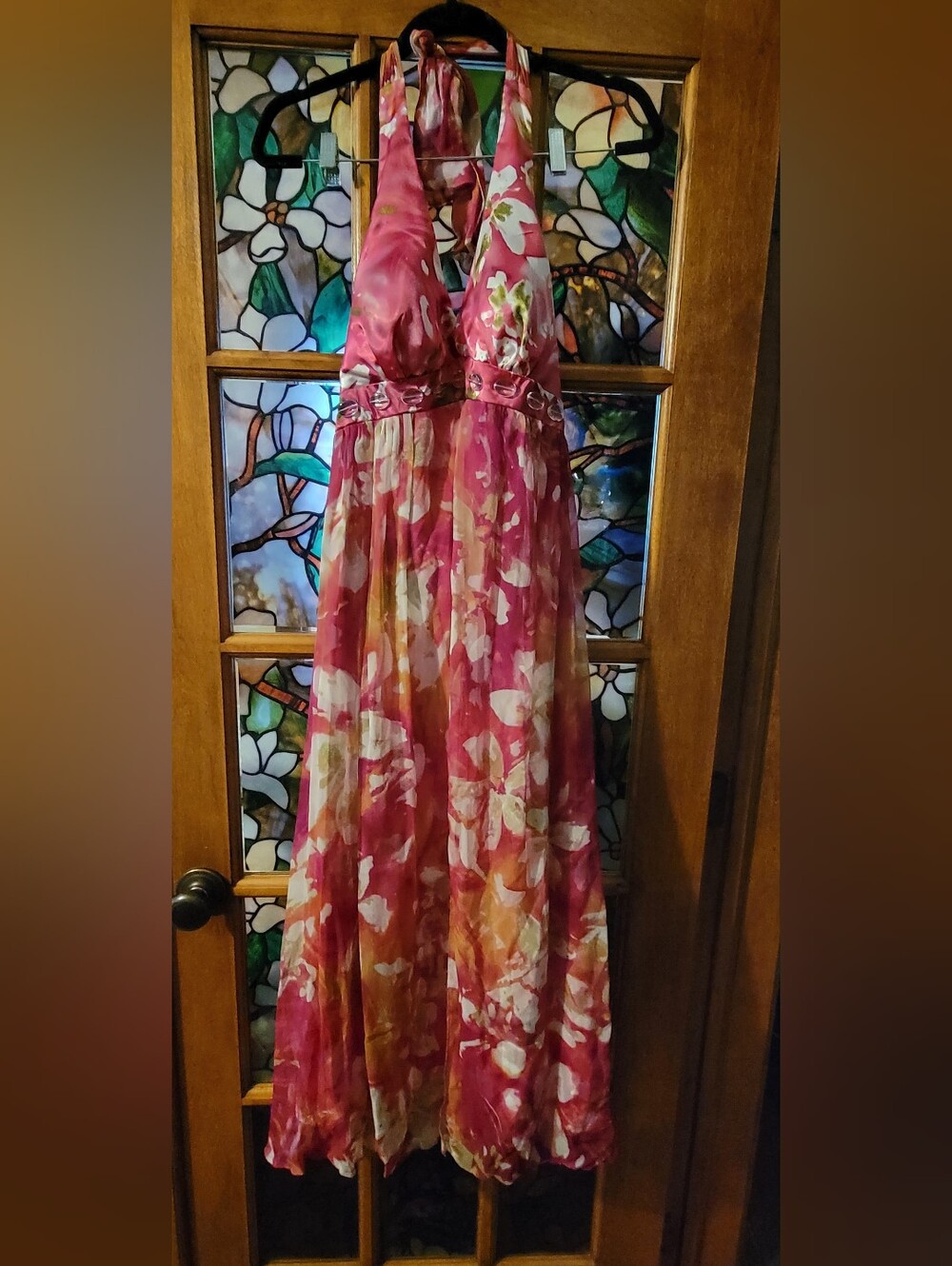 Robbie Bee Pink Floral Halter Maxi Dress #26